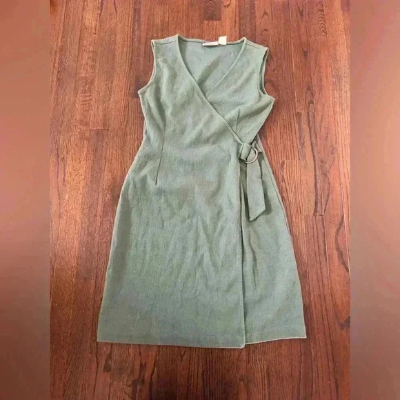 Cynthia Rowley Women’s S Sage Green Sleeveless Wrap V-Neck Dress - VGUC! - Picture 1 of 11